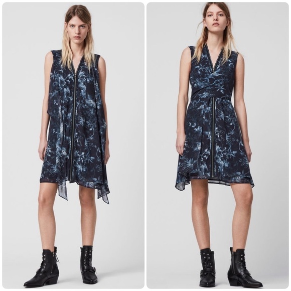 All Saints Dresses & Skirts - New! All Saints Jayda Evolution Blue Floral Dress 💙 🦋 XS